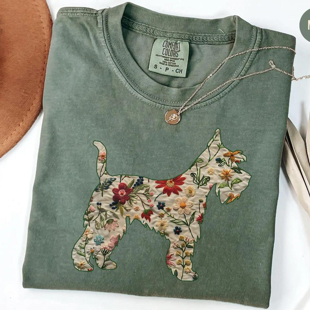 Schnauzer Shirt, Dog Mom Crewneck, Floral Miniature Schnauzer Tees